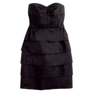 J. CREW Brynn Popplin Black Strapless Tier Dress